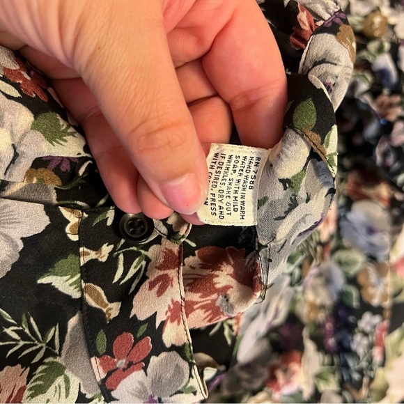 Vintage Sheer Black Floral Button-Up Tie Front Blouse 2X/3X Romantic Cottagecore - Picture 14 of 14